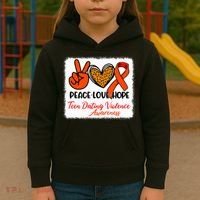 Bleached Peace Love Hope Teen Dating Violence Awareness Kids Hoodie thumb 3