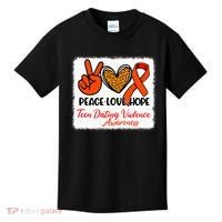 Bleached Peace Love Hope Teen Dating Violence Awareness Kids T-Shirt thumb 0