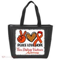Bleached Peace Love Hope Teen Dating Violence Awareness Tote Bag thumb 0