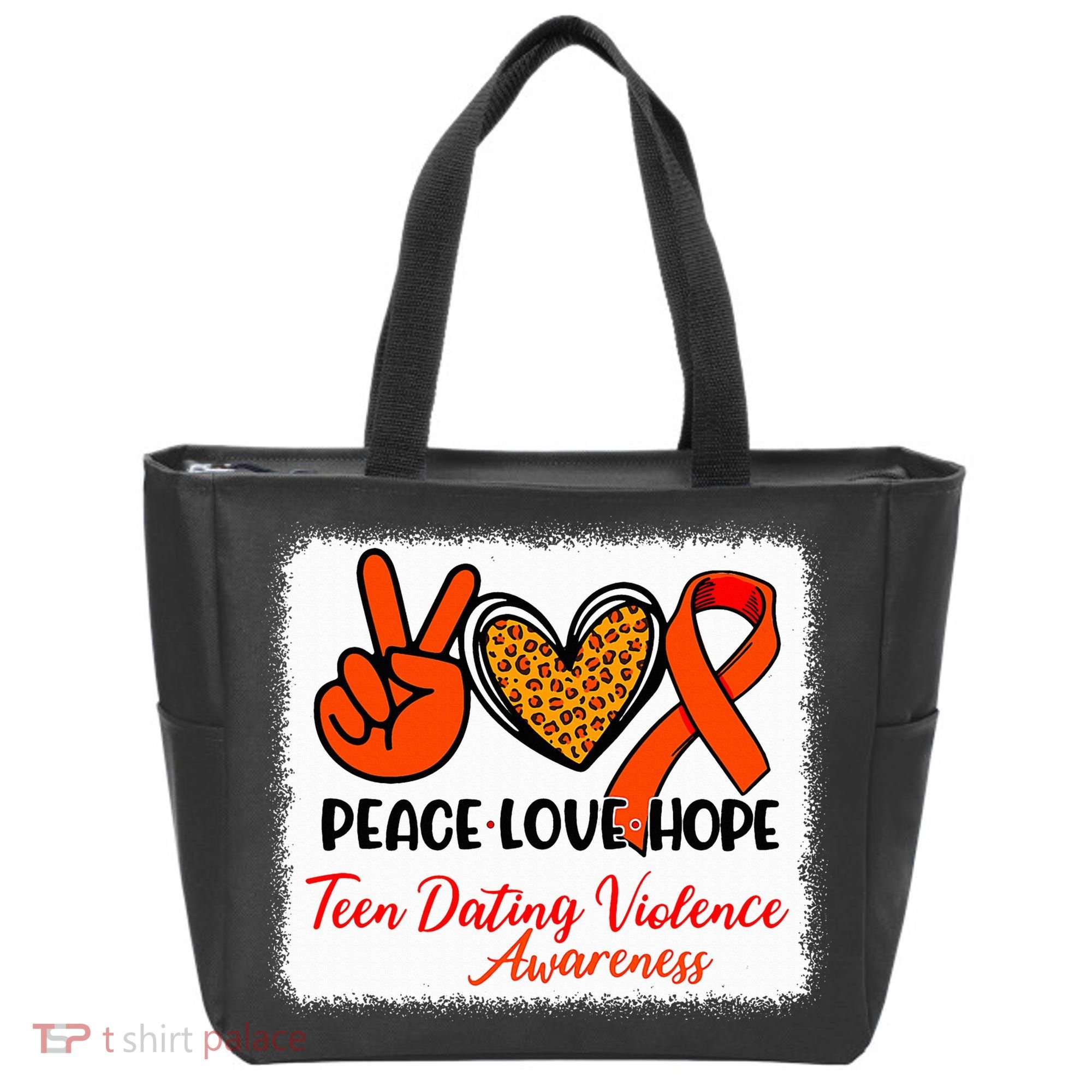 Bleached Peace Love Hope Teen Dating Violence Awareness Tote Bag