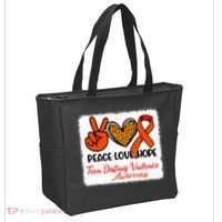 Bleached Peace Love Hope Teen Dating Violence Awareness Tote Bag thumb 2