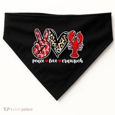 Bleached Peace Love Crawfish Leopard Crawfish Season Gift USA-Made Doggie Bandana