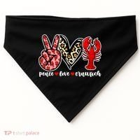 Bleached Peace Love Crawfish Leopard Crawfish Season Gift USA-Made Doggie Bandana thumb 0