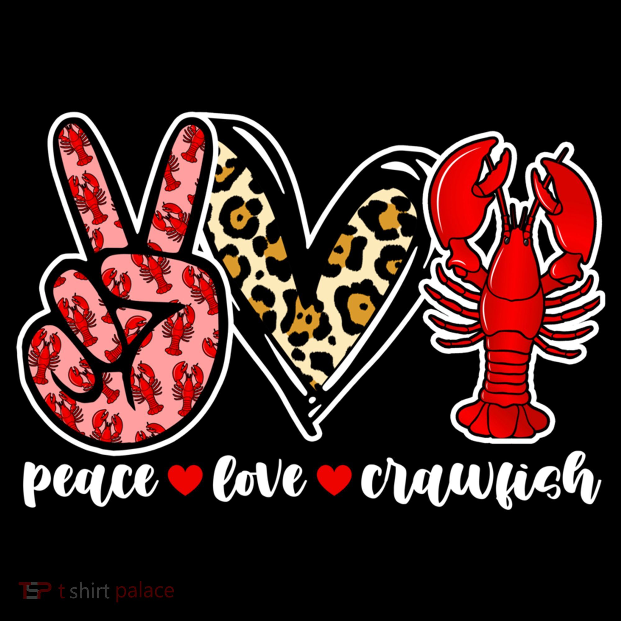 Bleached Peace Love Crawfish Leopard Crawfish Season Gift Bucket Hat