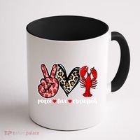 Bleached Peace Love Crawfish Leopard Crawfish Season Gift Coffee Mug thumb 1