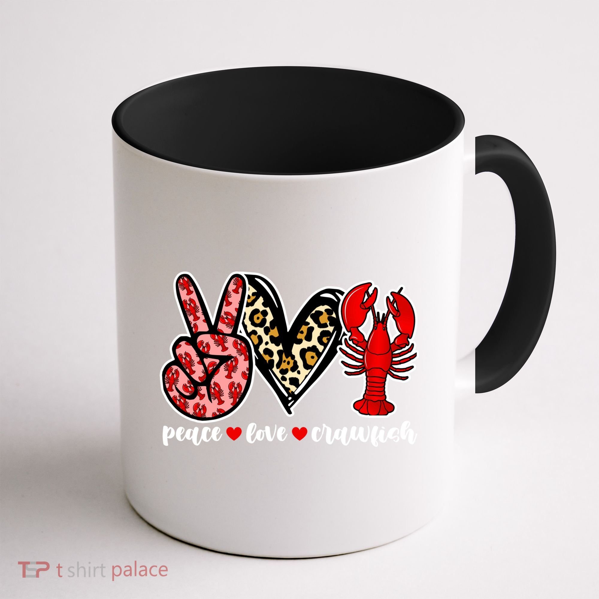 Bleached Peace Love Crawfish Leopard Crawfish Season Gift Coffee Mug