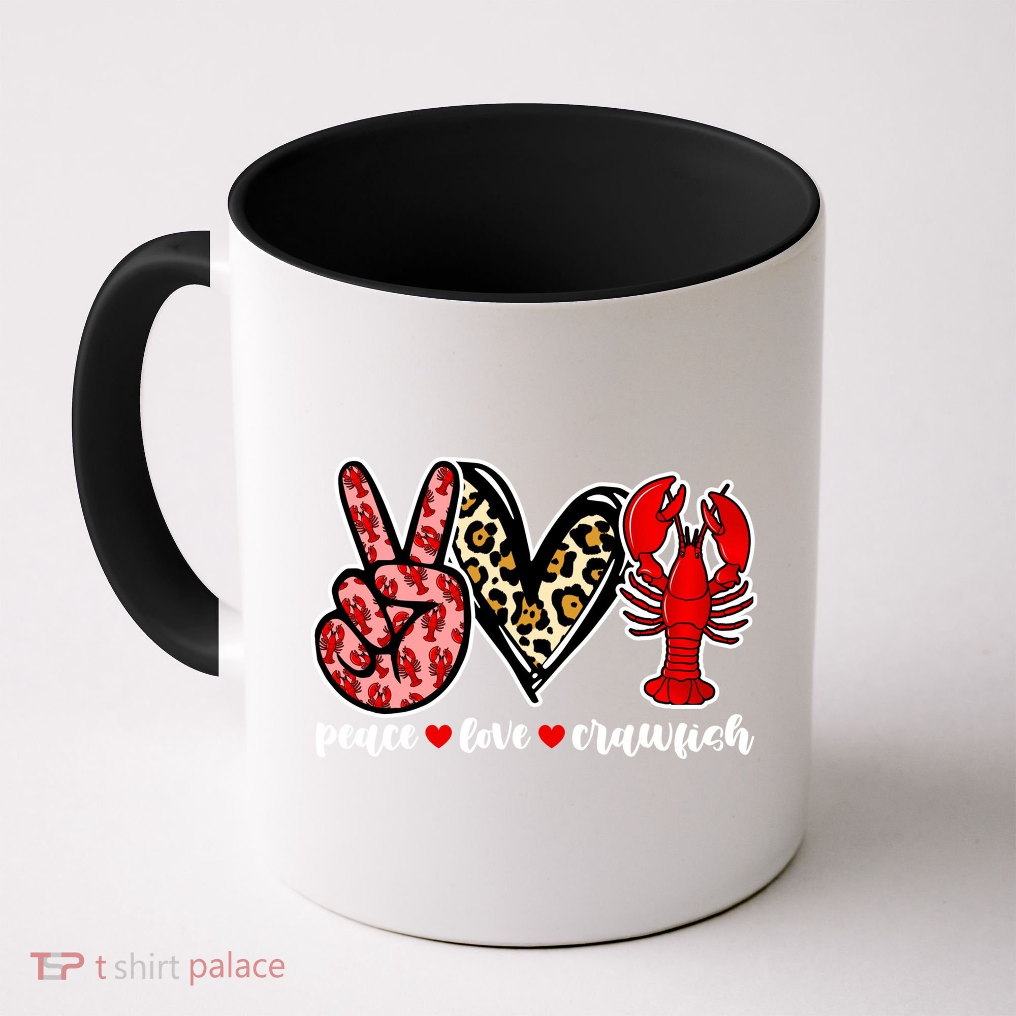 Bleached Peace Love Crawfish Leopard Crawfish Season Gift Coffee Mug