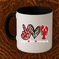 Bleached Peace Love Crawfish Leopard Crawfish Season Gift Coffee Mug thumb 2