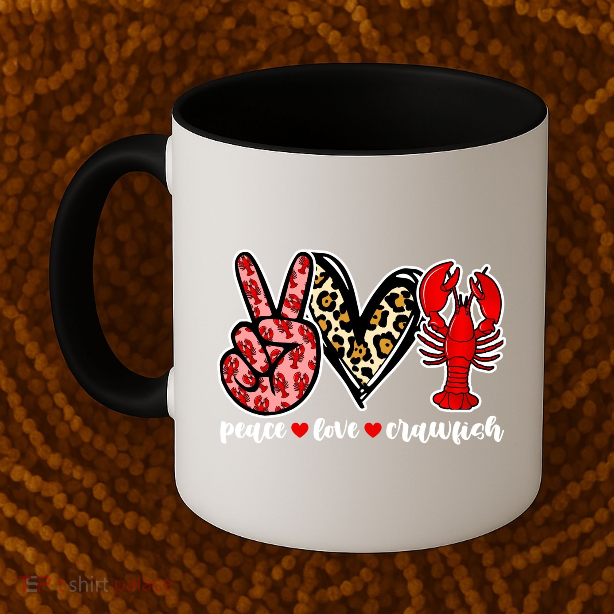 Bleached Peace Love Crawfish Leopard Crawfish Season Gift Coffee Mug