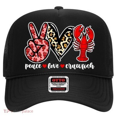 Bleached Peace Love Crawfish Leopard Crawfish Season Gift Hat