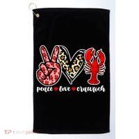 Bleached Peace Love Crawfish Leopard Crawfish Season Gift Golf Towel thumb 0