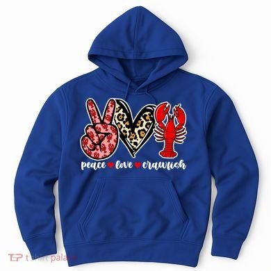 Bleached Peace Love Crawfish Leopard Crawfish Season Gift Hoodie