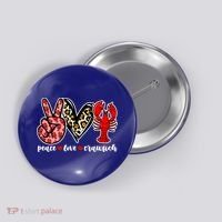 Bleached Peace Love Crawfish Leopard Crawfish Season Gift Button thumb 0