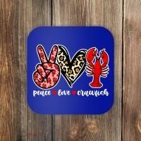 Bleached Peace Love Crawfish Leopard Crawfish Season Gift Coaster thumb 0