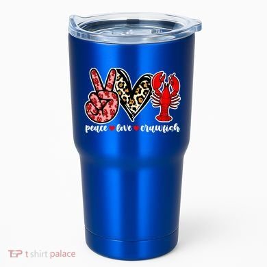 Bleached Peace Love Crawfish Leopard Crawfish Season Gift Tumbler