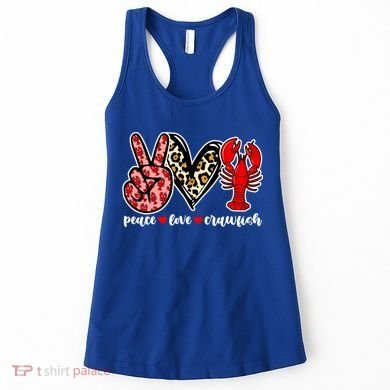 Bleached Peace Love Crawfish Leopard Crawfish Season Gift Women's Tank Top