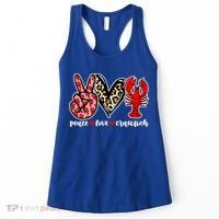 Bleached Peace Love Crawfish Leopard Crawfish Season Gift Women's Tank Top thumb 0