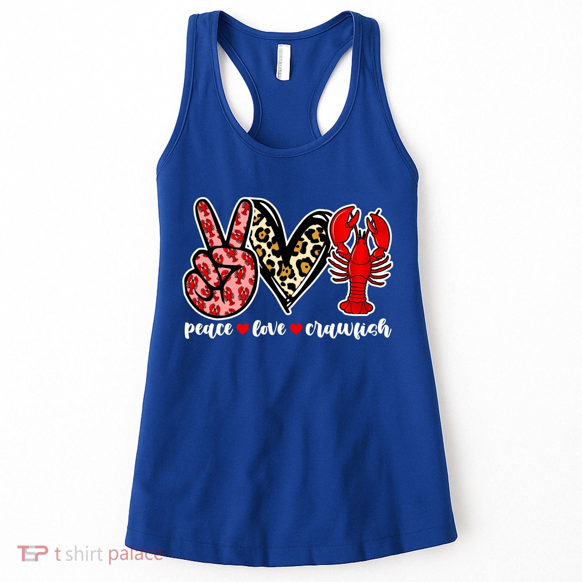Bleached Peace Love Crawfish Leopard Crawfish Season Gift Women's Tank Top