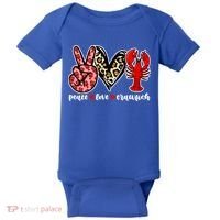 Bleached Peace Love Crawfish Leopard Crawfish Season Gift Baby Bodysuit thumb 0