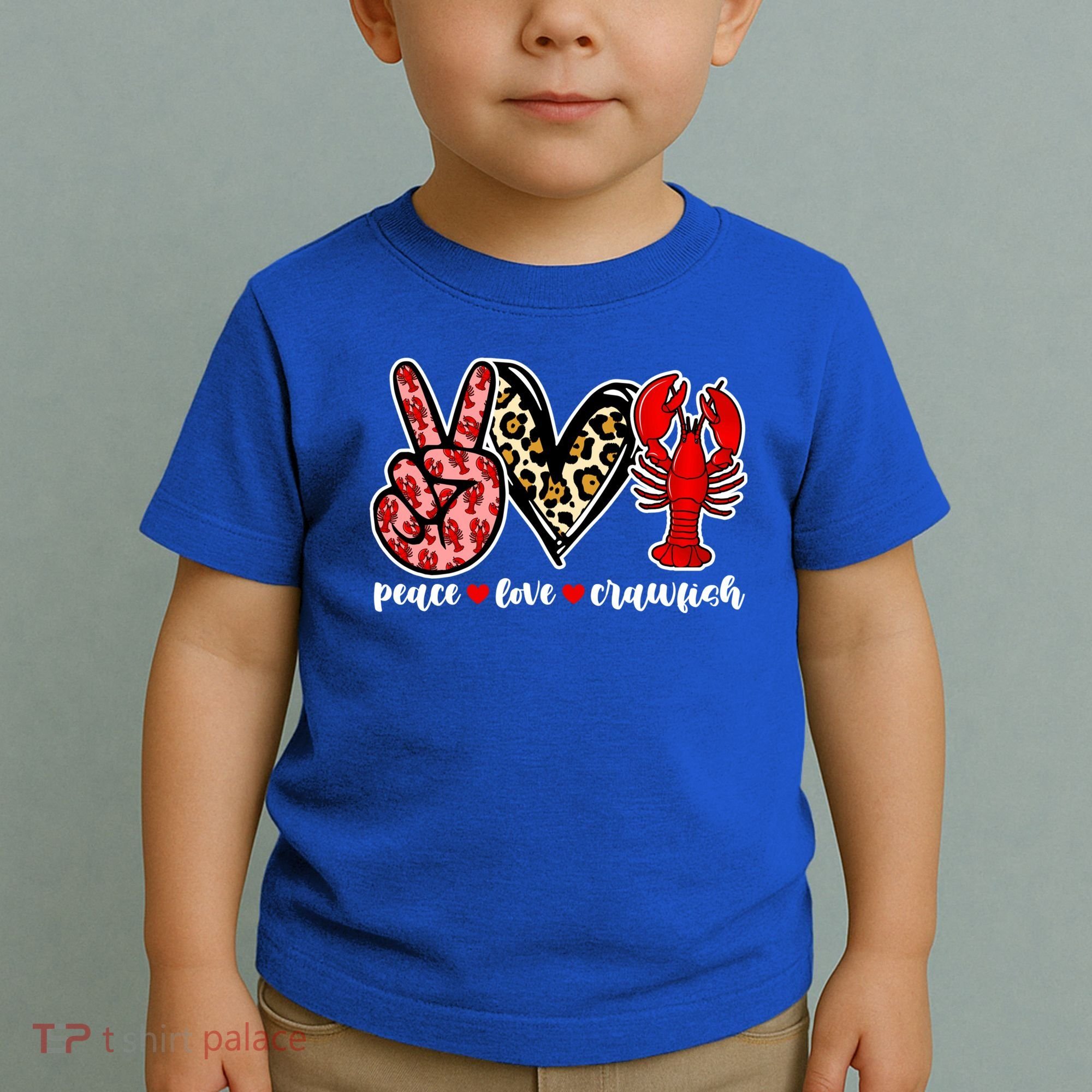 Bleached Peace Love Crawfish Leopard Crawfish Season Gift Toddler T-Shirt