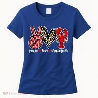 Bleached Peace Love Crawfish Leopard Crawfish Season Gift Women's T-Shirt thumb 0