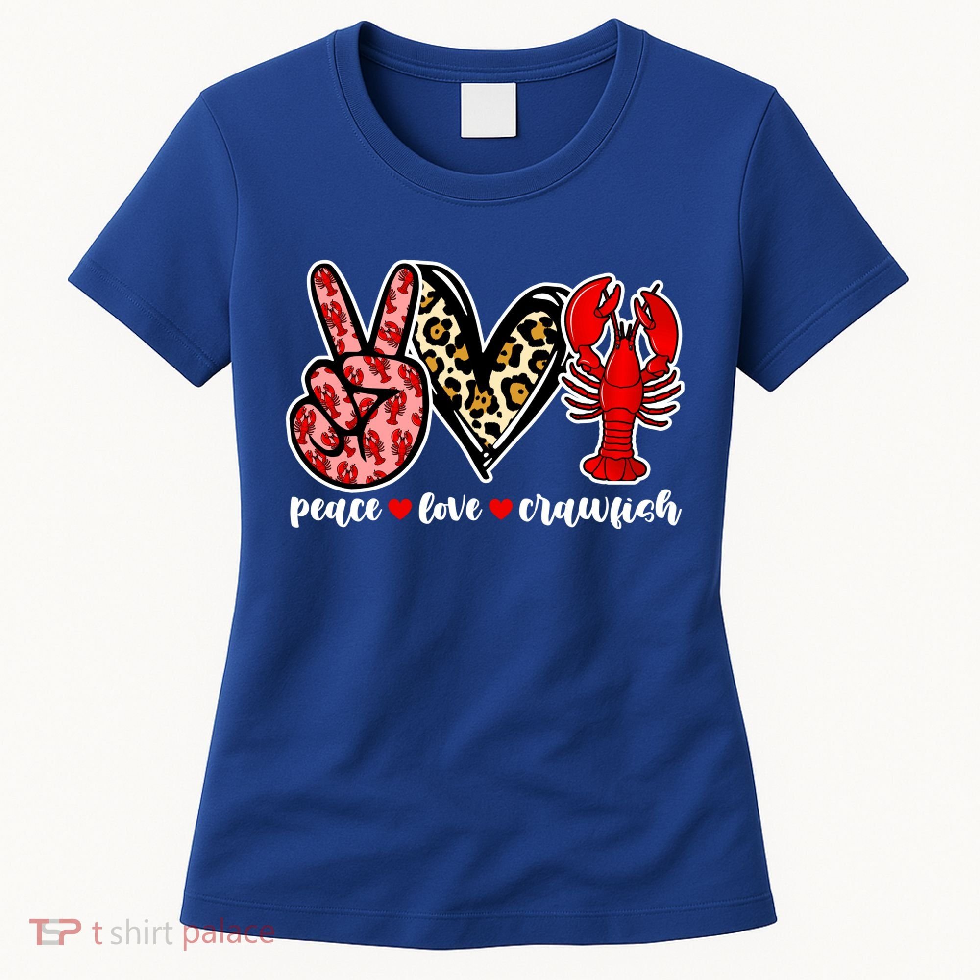 Bleached Peace Love Crawfish Leopard Crawfish Season Gift Women's T-Shirt