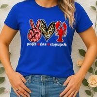 Bleached Peace Love Crawfish Leopard Crawfish Season Gift Women's T-Shirt thumb 2
