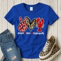 Bleached Peace Love Crawfish Leopard Crawfish Season Gift Women's T-Shirt thumb 3