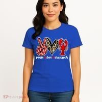 Bleached Peace Love Crawfish Leopard Crawfish Season Gift Women's T-Shirt thumb 4