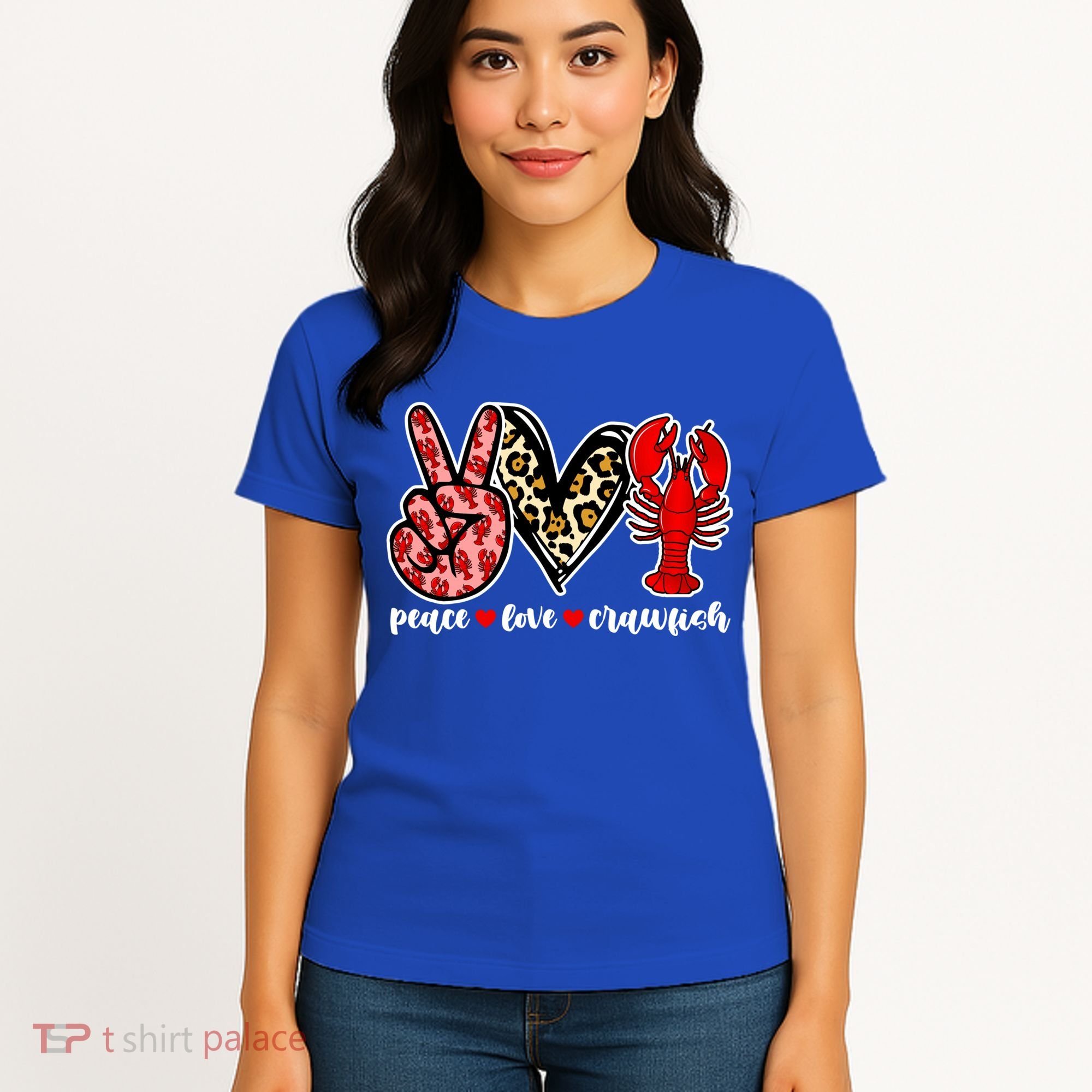 Bleached Peace Love Crawfish Leopard Crawfish Season Gift Women's T-Shirt