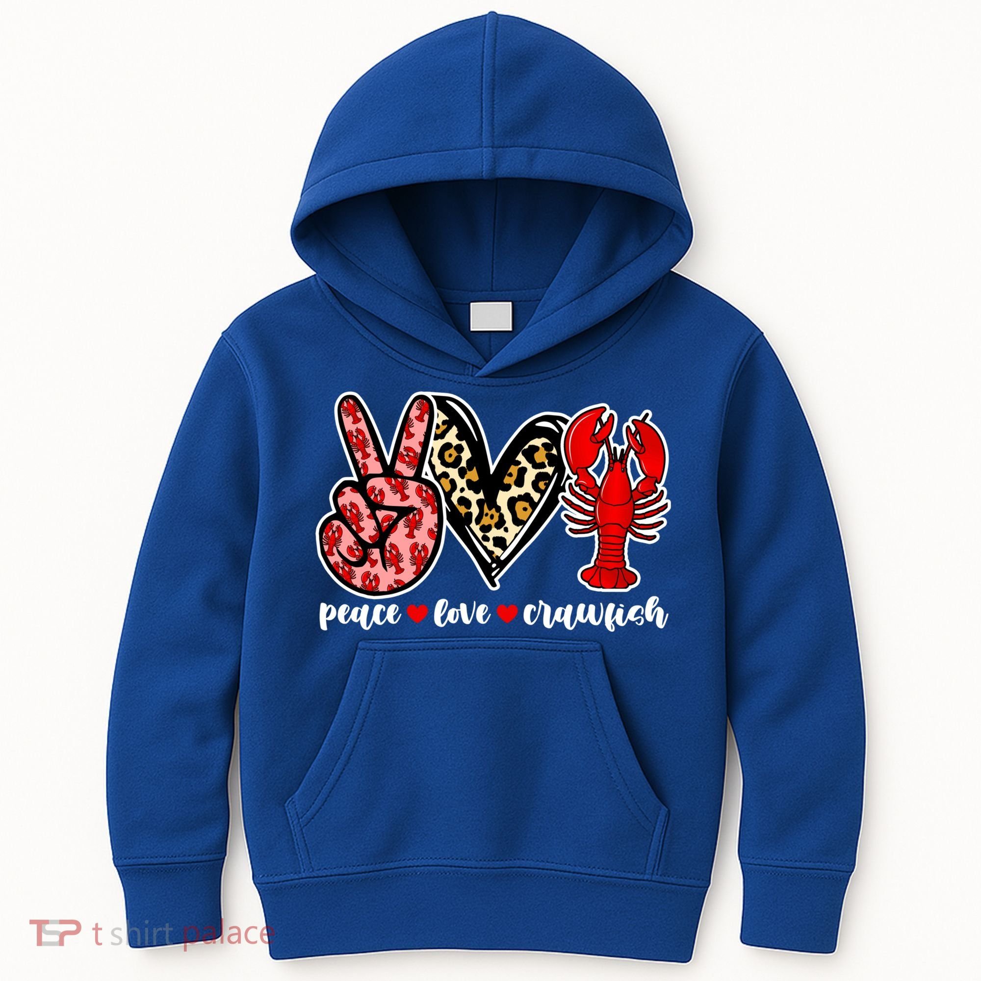 Bleached Peace Love Crawfish Leopard Crawfish Season Gift Kids Hoodie