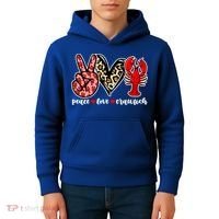 Bleached Peace Love Crawfish Leopard Crawfish Season Gift Kids Hoodie thumb 4