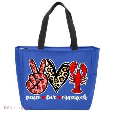 Bleached Peace Love Crawfish Leopard Crawfish Season Gift Tote Bag
