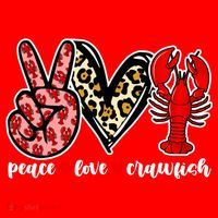 Bleached Peace Love Crawfish Leopard Crawfish Season Gift Santa Hat thumb 1