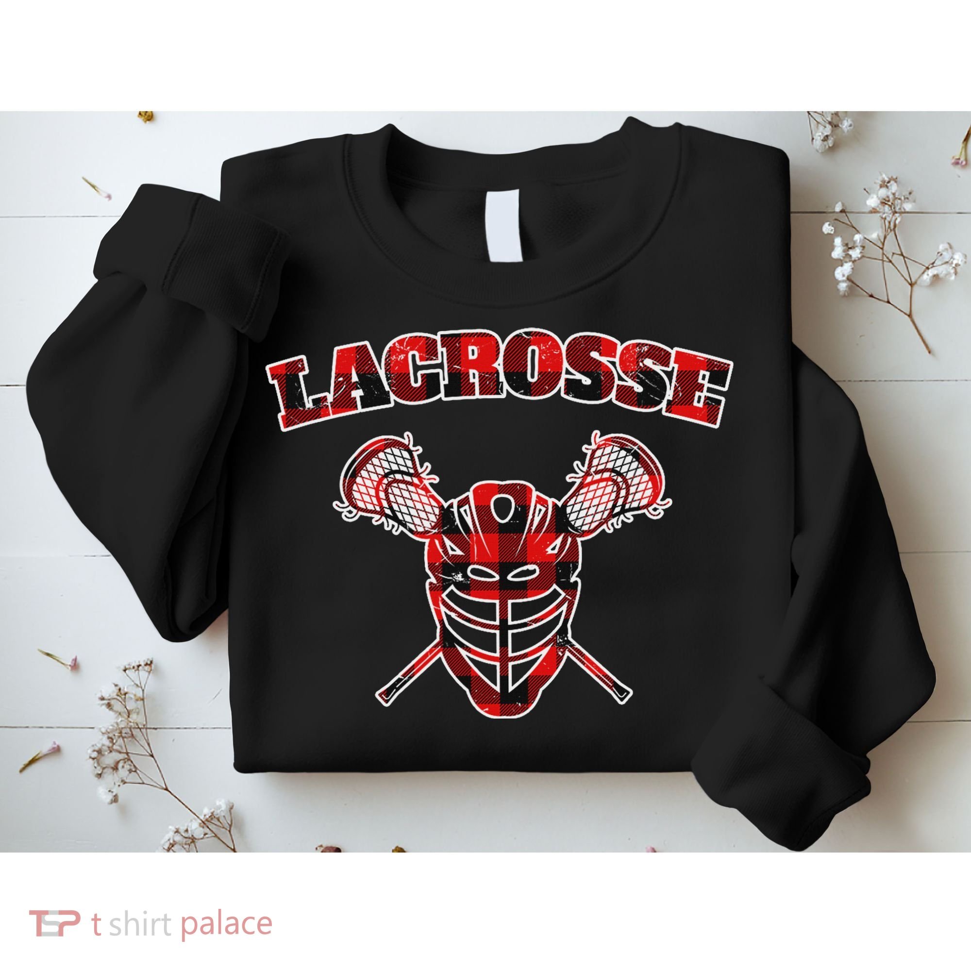 Buffalo Plaid Lacrosse Game Crossed Sticks Lax Sweatshirt