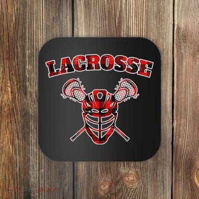 Buffalo Plaid Lacrosse Game Crossed Sticks Lax Coaster