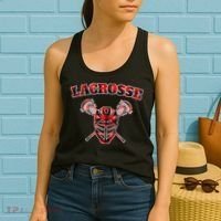 Buffalo Plaid Lacrosse Game Crossed Sticks Lax Women's Tank Top thumb 2