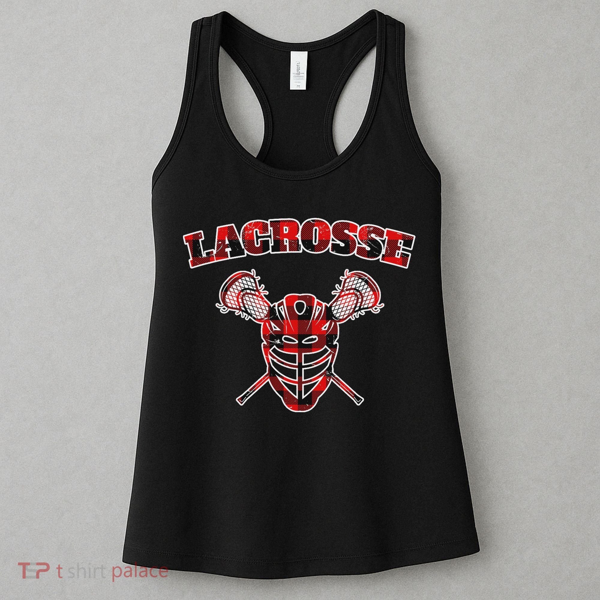 Buffalo Plaid Lacrosse Game Crossed Sticks Lax Women's Tank Top