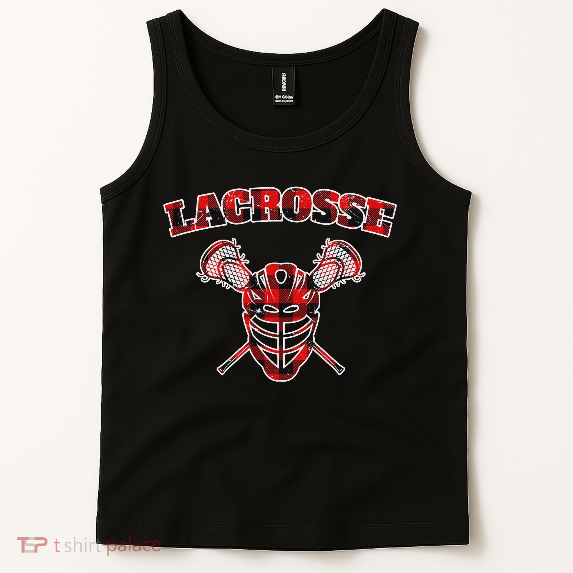 Buffalo Plaid Lacrosse Game Crossed Sticks Lax Tank Top