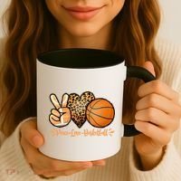 Basketball Peace Love Basketball Mom Game Day Outfit Gift Coffee Mug thumb 3