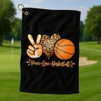 Basketball Peace Love Basketball Mom Game Day Outfit Gift Golf Towel thumb 1