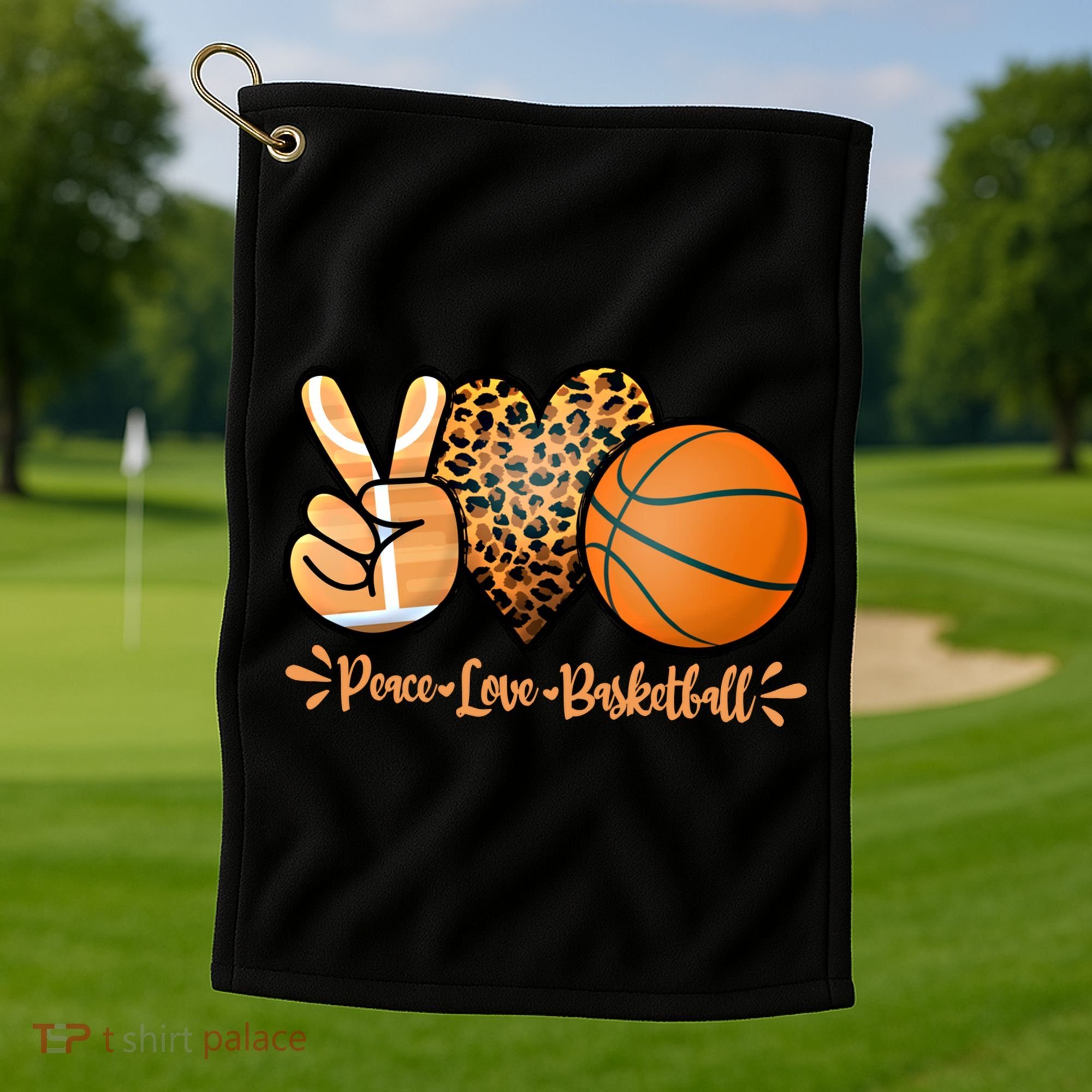 Basketball Peace Love Basketball Mom Game Day Outfit Gift Golf Towel