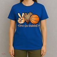 Basketball Peace Love Basketball Mom Game Day Outfit Gift T-Shirt thumb 4