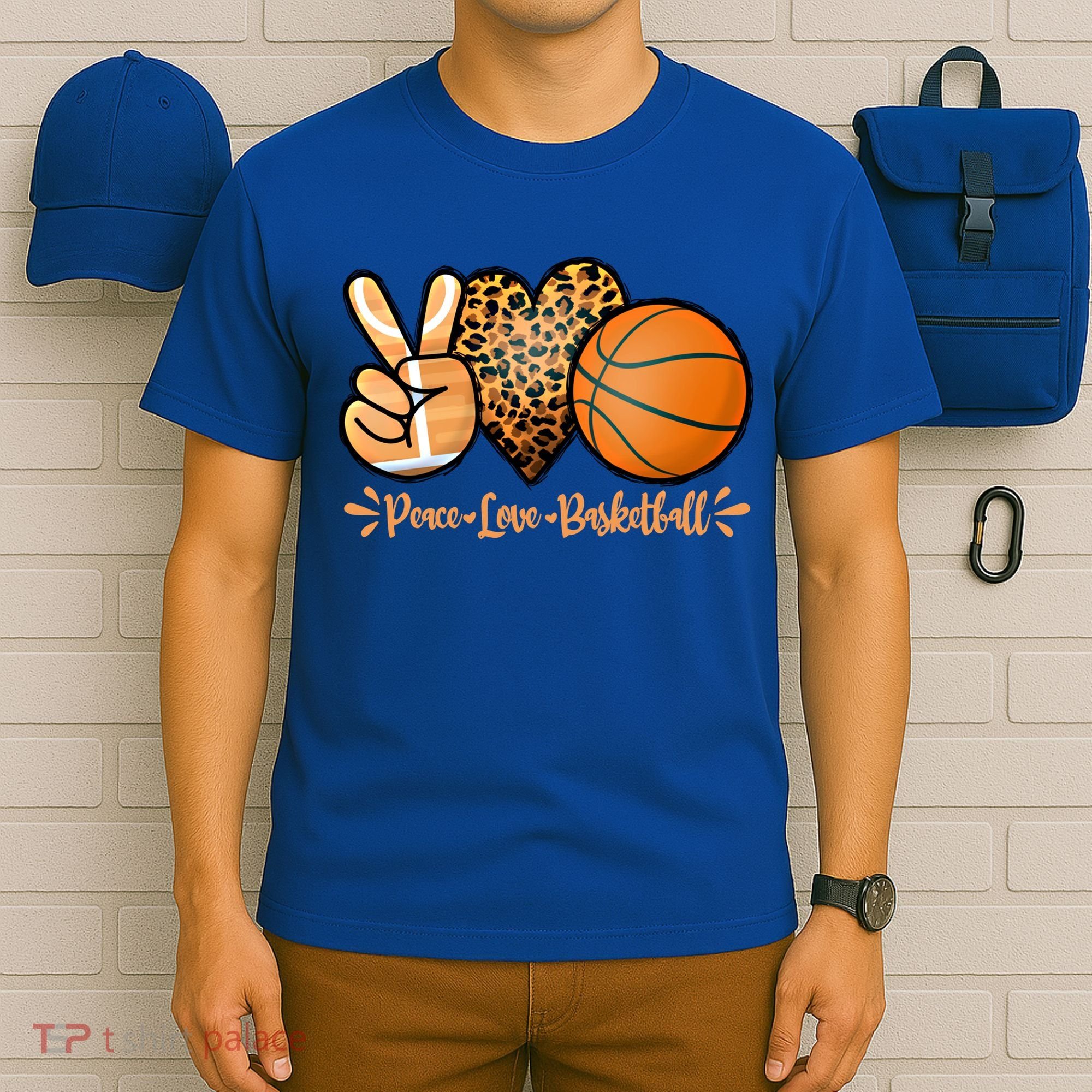 Basketball Peace Love Basketball Mom Game Day Outfit Gift T-Shirt