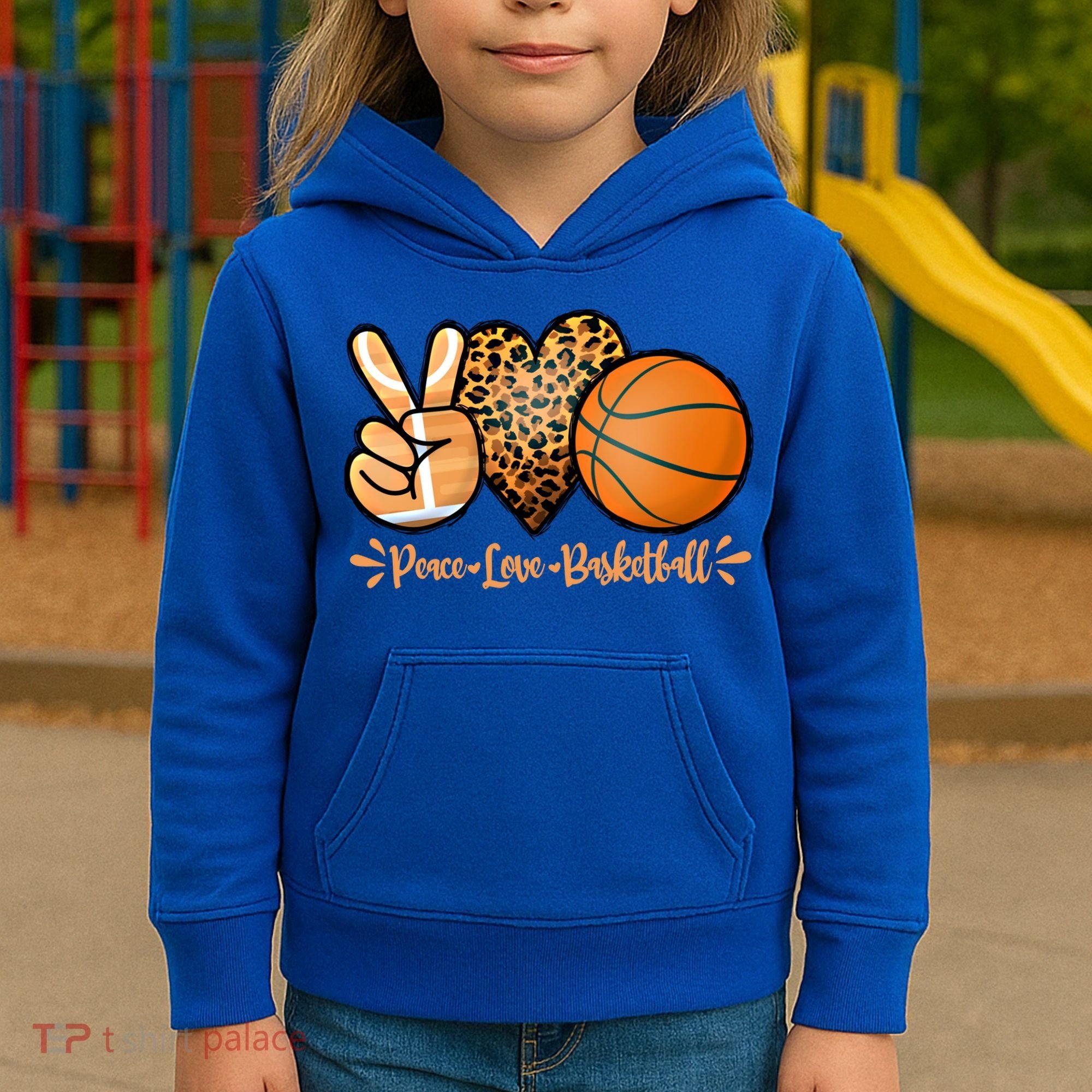 Basketball Peace Love Basketball Mom Game Day Outfit Gift Kids Hoodie
