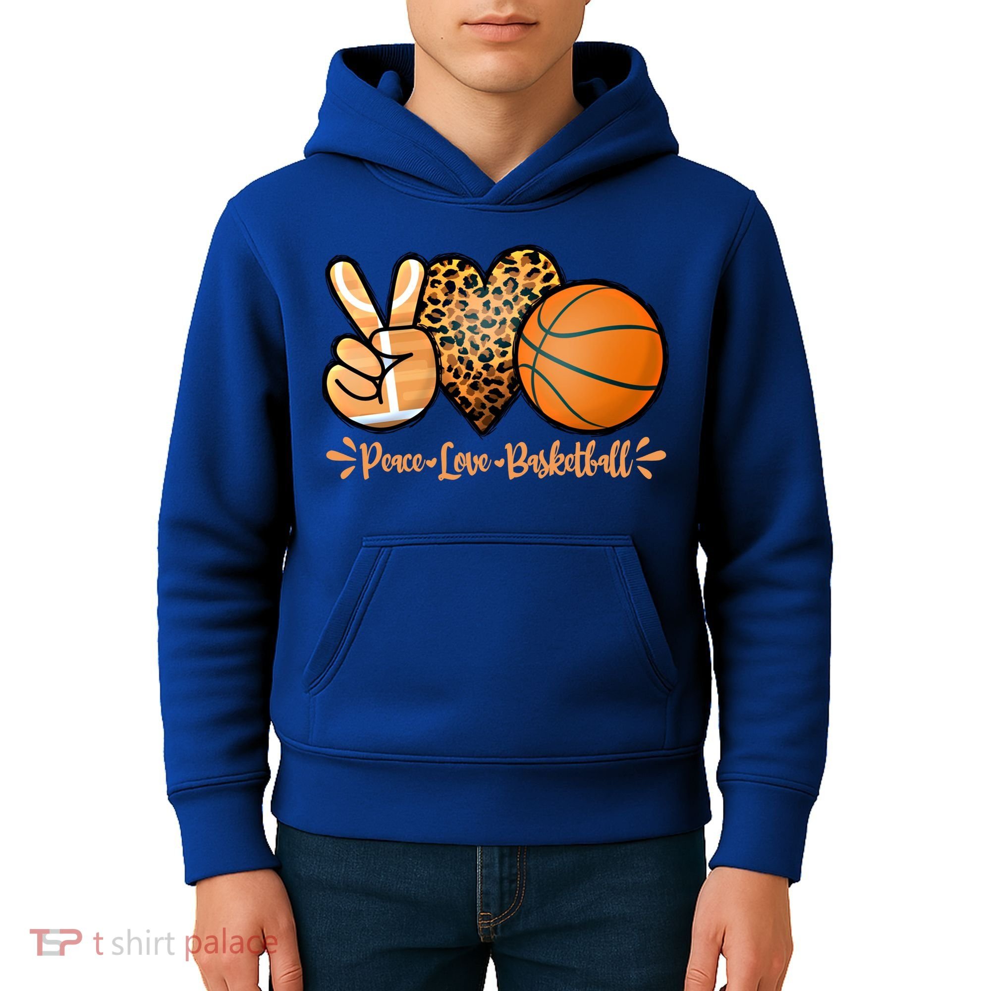 Basketball Peace Love Basketball Mom Game Day Outfit Gift Kids Hoodie