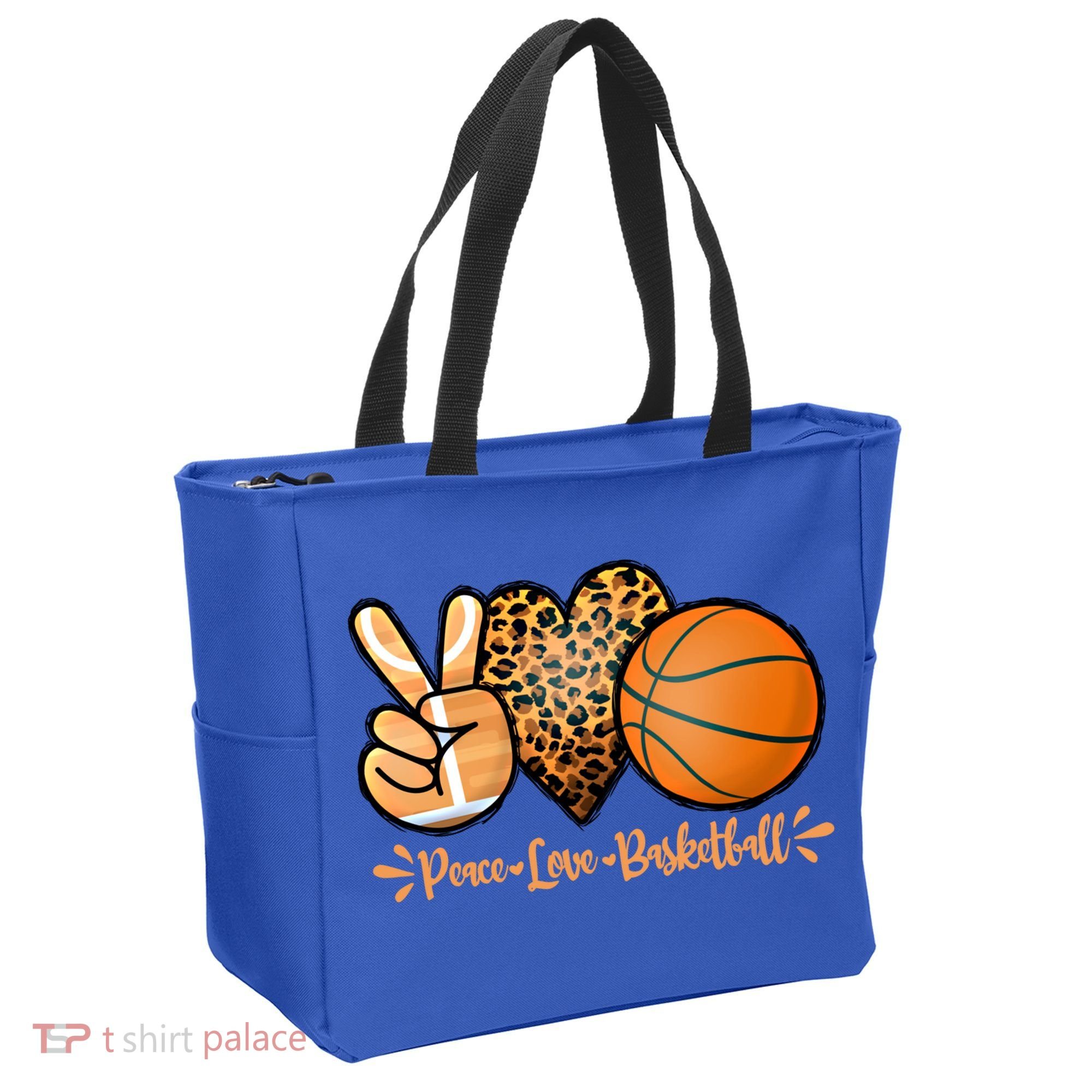 Basketball Peace Love Basketball Mom Game Day Outfit Gift Tote Bag