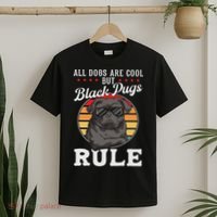 Black Pug Lovers Black Pugs Rule Funny Black Pug T-Shirt thumb 2