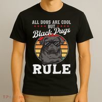 Black Pug Lovers Black Pugs Rule Funny Black Pug T-Shirt thumb 3