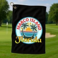 Beach Please Marco Island Florida Beach Holiday Funny Gift Golf Towel thumb 1